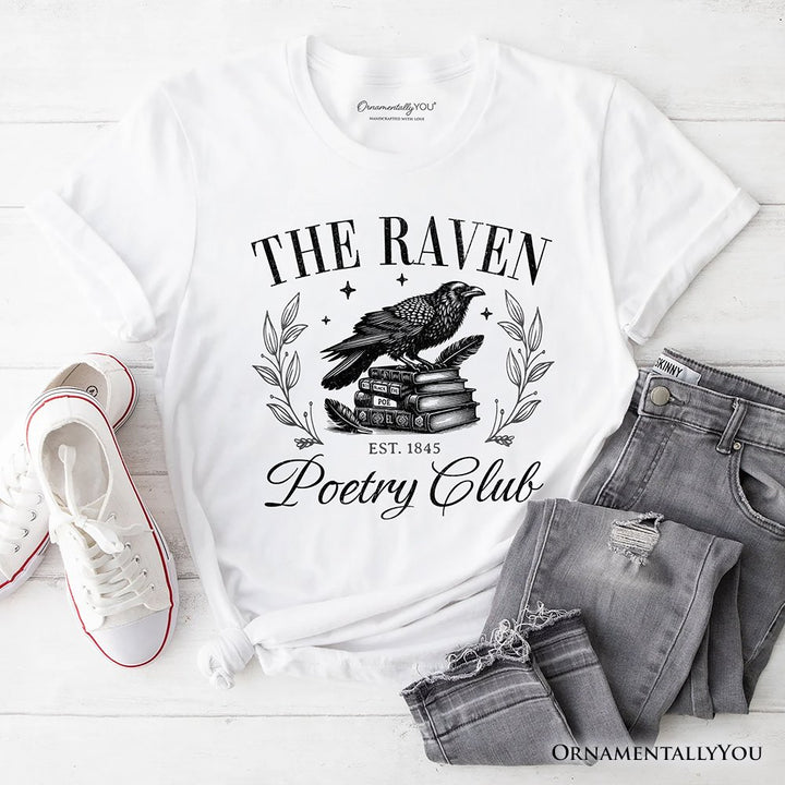 The Raven Poetry Club Edgar Allan Poe T-Shirt, Dark Academia Bookish Tee T-Shirts OrnamentallyYou White XS 