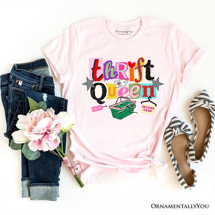 Thrift Queen T-Shirt, Colorful Second Hand Shopping Tee T-Shirts OrnamentallyYou Soft Pink XS 