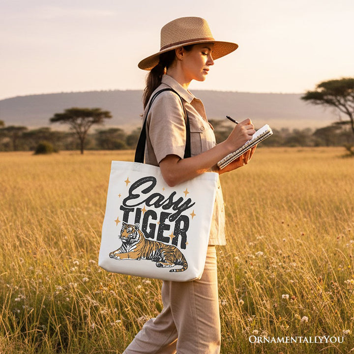 Tiger Retro Grunge Canvas Tote Bag, Vintage Gift Shopper With Wild Animal Tote Bag OrnamentallyYou 
