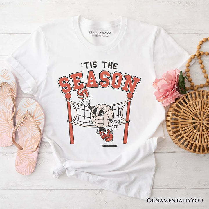 Tis the Season Volleyball T-Shirt, Retro Vintage Game Day Sports Tee T-Shirts OrnamentallyYou White XS 