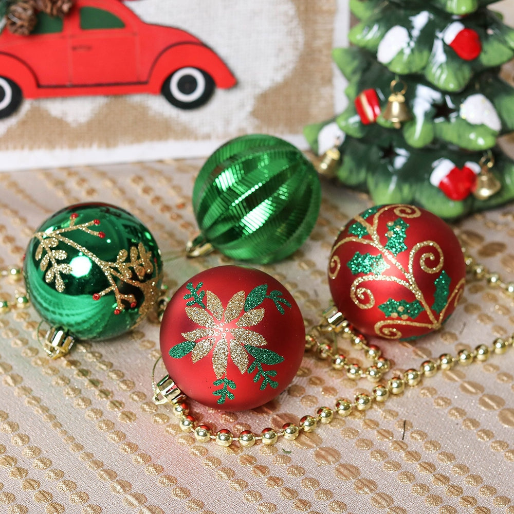 Uniquely Patterned Christmas Bauble Set, 35 Ornaments with Red, Green, and Gold Ornament Bundle OrnamentallyYou 