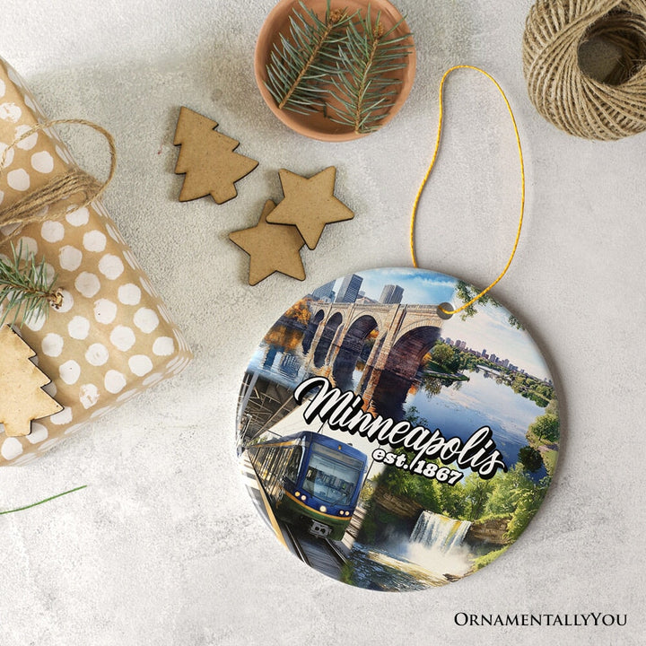 Vibrant Minneapolis Cultural Ornament, Minnesota Twin Cities Urban Heritage Christmas Souvenir Ceramic Ornament OrnamentallyYou 