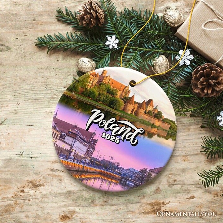 Vibrant Poland Cultural Heritage Ornament, Eastern European Landmarks Christmas Gift and Warsaw Souvenir Ceramic Ornament OrnamentallyYou 