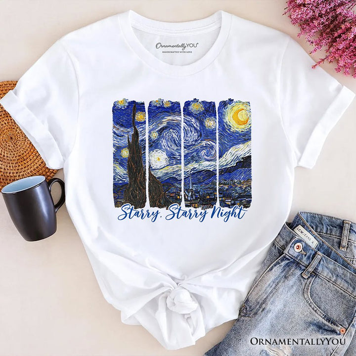 Vincent Van Gogh The Starry Night T-Shirt, Famous Painting Tee T-Shirts OrnamentallyYou White XS 