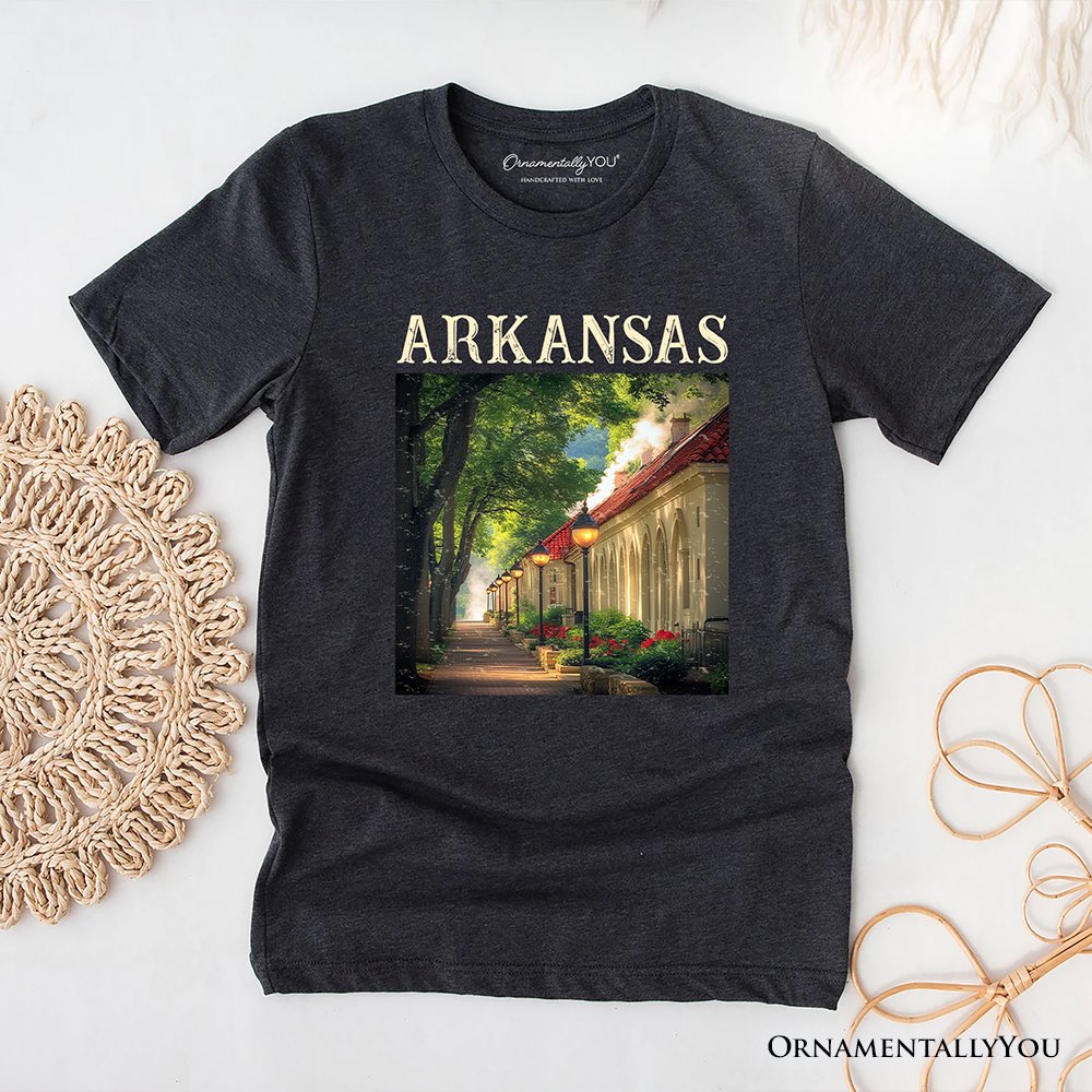 Vintage Arkansas State Hot Springs T-Shirt, Bathhouse Row Tee and Scenic Landmark Keepsake Souvenir T-Shirts OrnamentallyYou Gray XS 