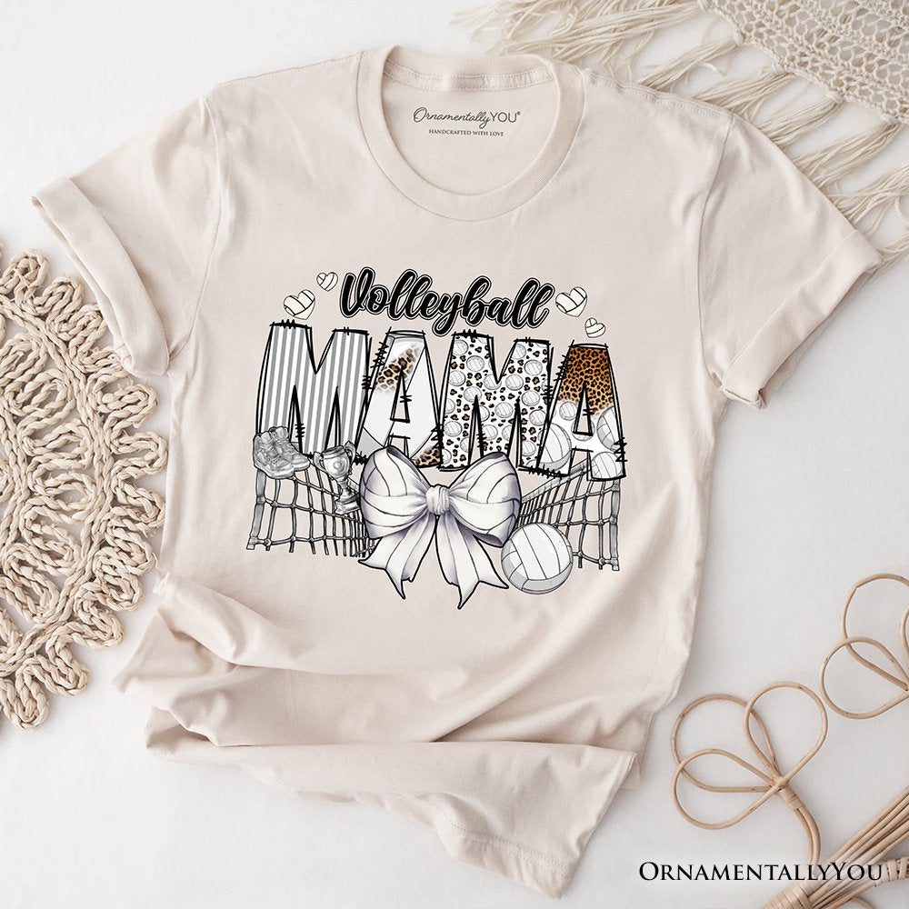 Volleyball Mama Coquette Bow T-Shirt, Sport Mom Life Tee T-Shirts OrnamentallyYou Natural XS 