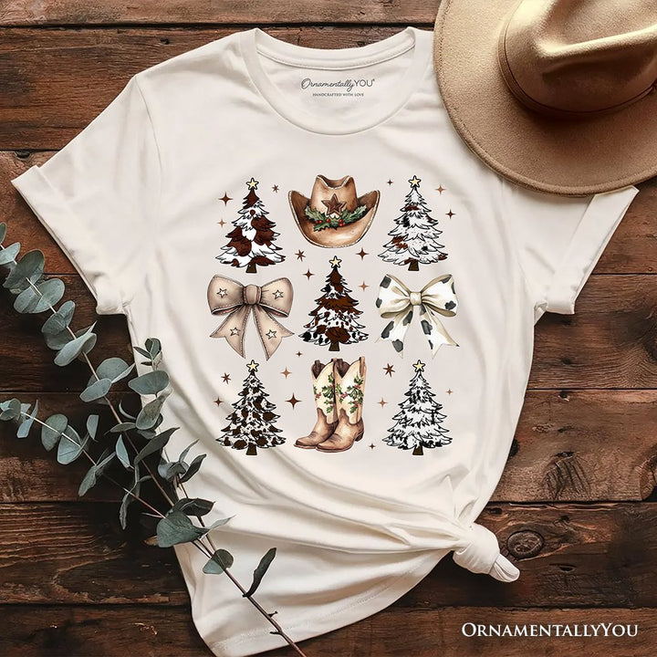 Western Christmas Coquette Tree T-Shirt, Country Holiday Cowboy Tee T-Shirts OrnamentallyYou Natural XS 