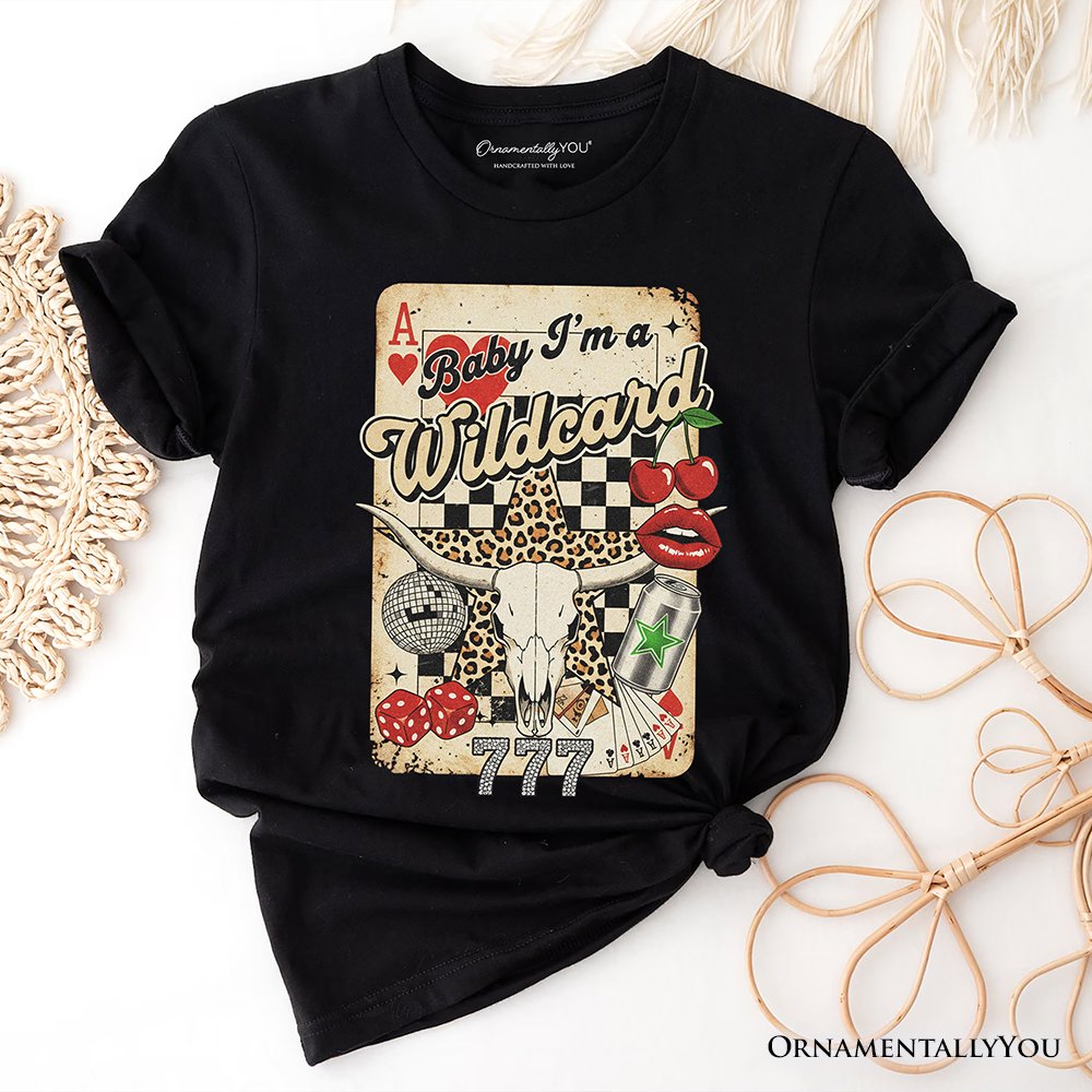 Wildcard Cowgirl T-Shirt, Vintage Western Collage Leopard Skull Tee T-Shirts OrnamentallyYou Black XS 