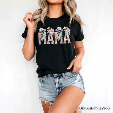 Wildflower Mama Floral Printed Faux Oil Paint T-Shirt, Mother's Day Tee