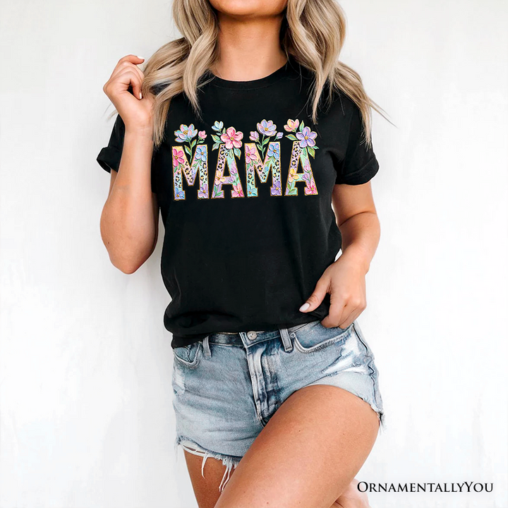 Wildflower Mama Floral Printed Faux Oil Paint T-Shirt, Mother's Day Tee