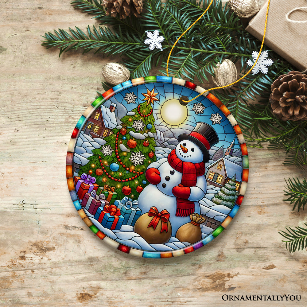 Winter Festivity Top Hat Snowman Ornament, Radiant Tree with Holiday Spirit Keepsake and Gift