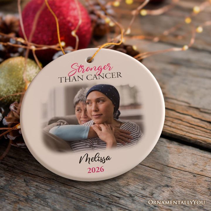 Women’s Cancer Awareness Custom Photo Ornament, Image Upload Personalized Gift Ceramic Ornament OrnamentallyYou 