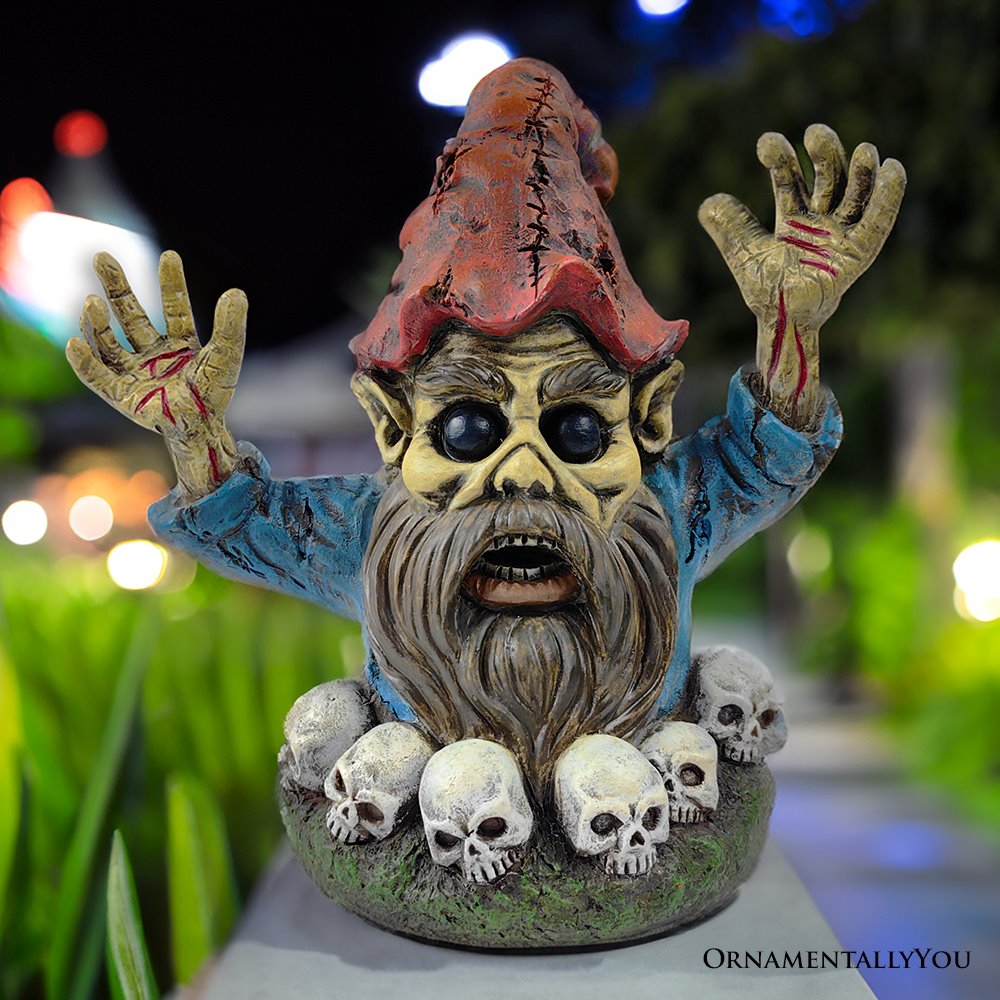 (Pre-Order) Zombie Gnome Garden Statue, 8" Outdoor Halloween Figurine Yard Decoration Resin Statues OrnamentallyYou 