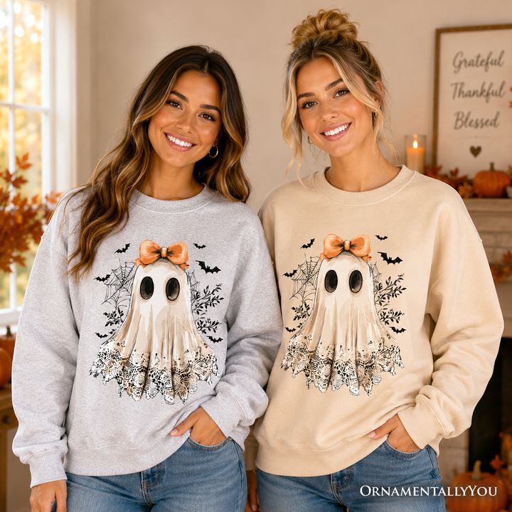 Coquette Ghost Sweatshirt, Cute Halloween Sweater for Girly Ghouls