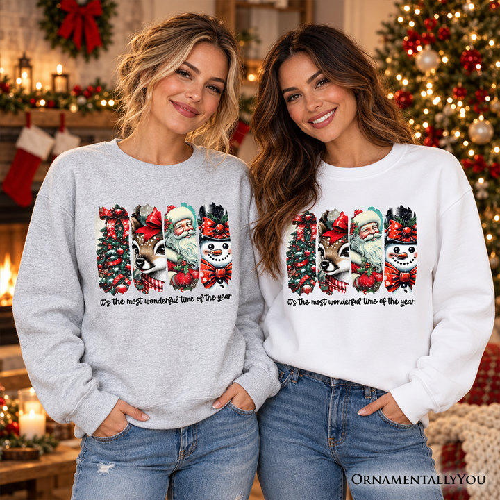 It's Most Wonderful Time Of The Year Sweatshirt, Reindeer, Santa, Snowman Vintage Sweater for Christmas