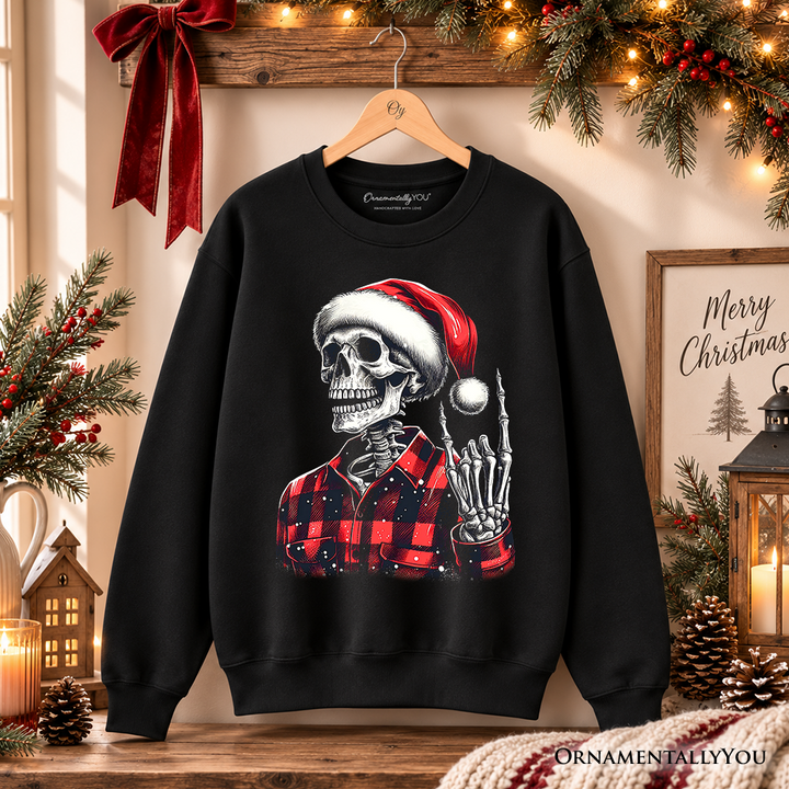 Buffalo Plaid Christmas Skeleton Sweatshirt, Brutal Guys Sweater