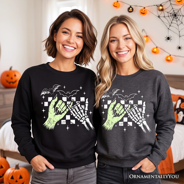 Monster Skeleton Pinky Promise Sweatshirt, Funny Spooky Halloween Sweater