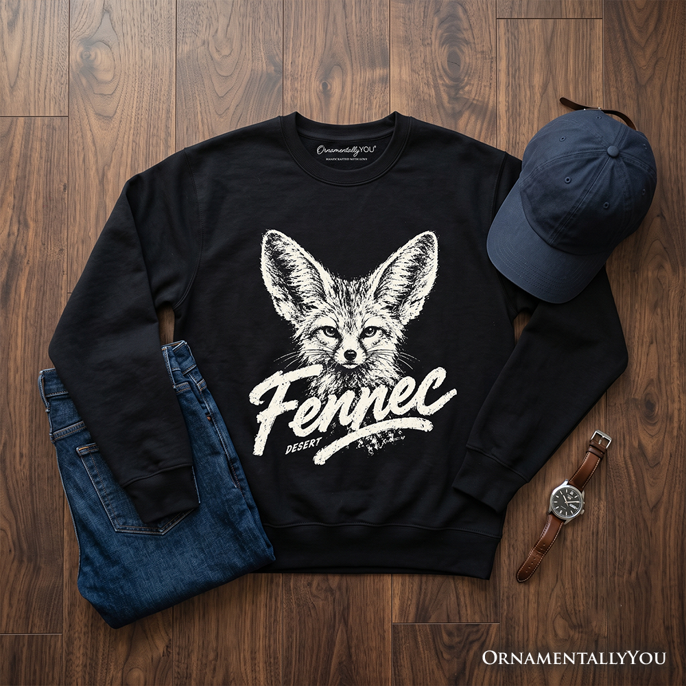 Fennec Fox Desert Sweatshirt, Vintage Wildlife Animal Graphic Sweater