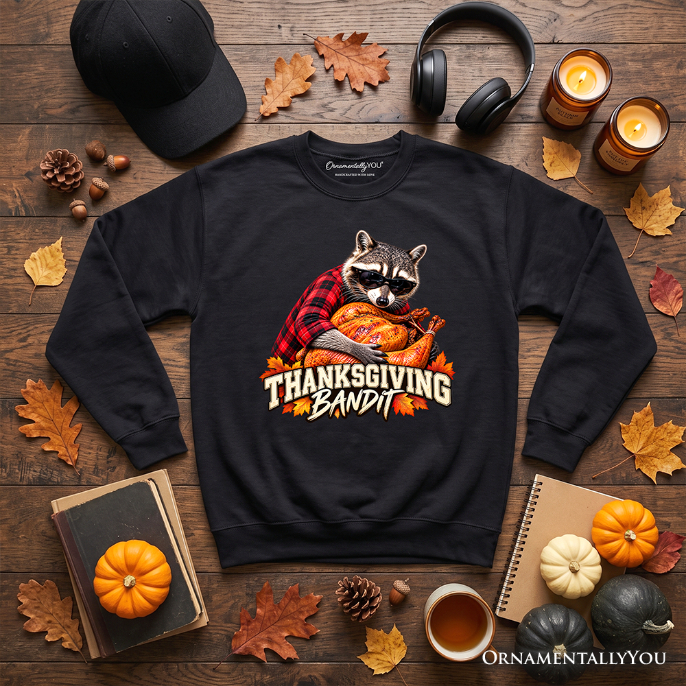 Thanksgiving Bandit Raccoon Sweatshirt, Funny Turkey Autumn Fall Sweater