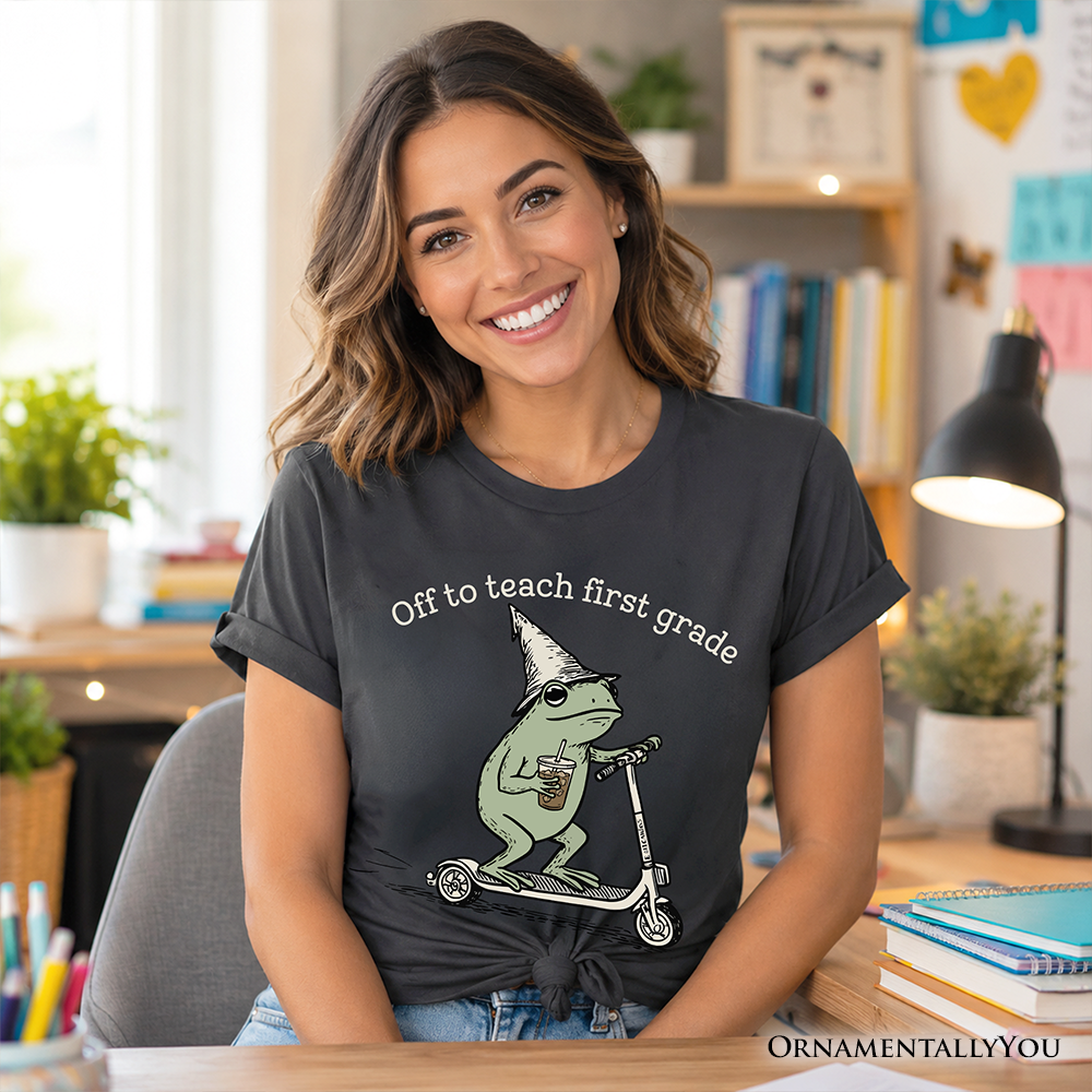 Off to Teach First Grade Frog T-Shirt, Funny Teachers Tee