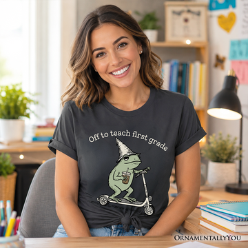 Off to Teach First Grade Frog T-Shirt, Funny Teachers Tee