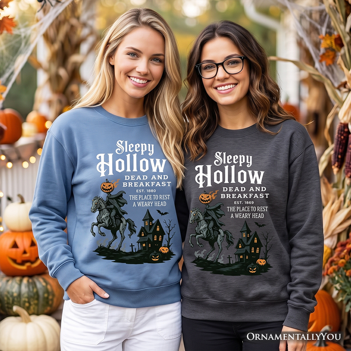 Headless Horseman Sleepy Hollow Halloween Dark Sweatshirt, Dead and Breakfast Retro Sweater
