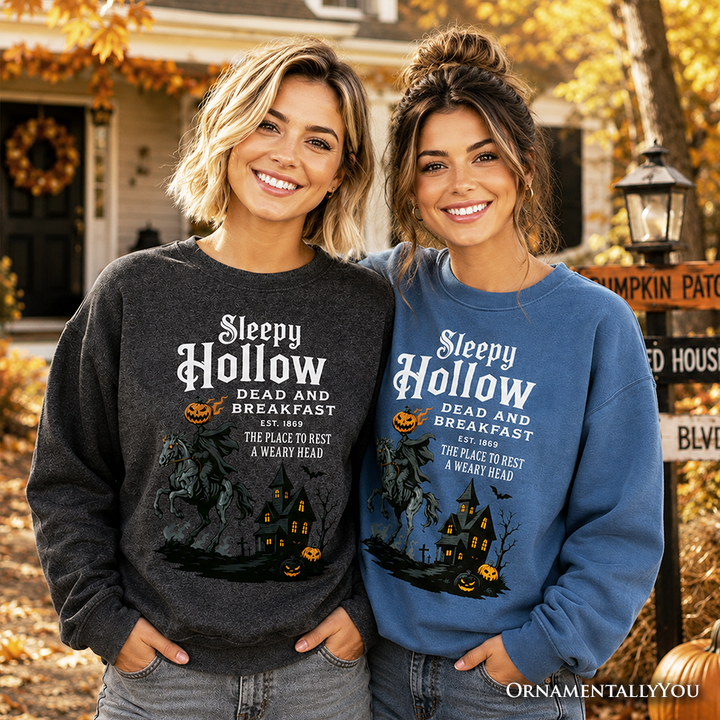 Headless Horseman Sleepy Hollow Halloween Dark Sweatshirt, Dead and Breakfast Retro Sweater