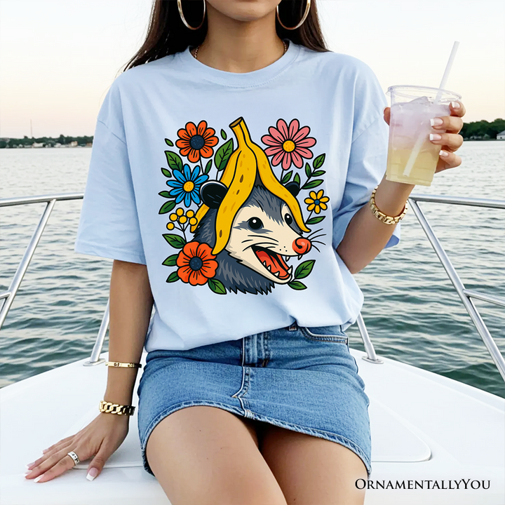 Banana Possum Floral T-Shirt, Funny Animal Tee