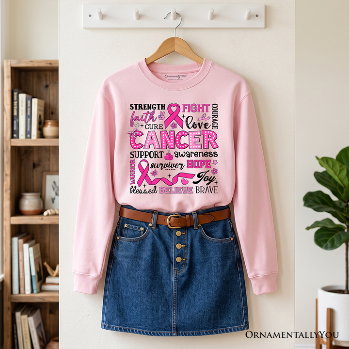 Breast Cancer Awareness Ribbon Sweatshirt, In October We Wear Pink Support Sweater