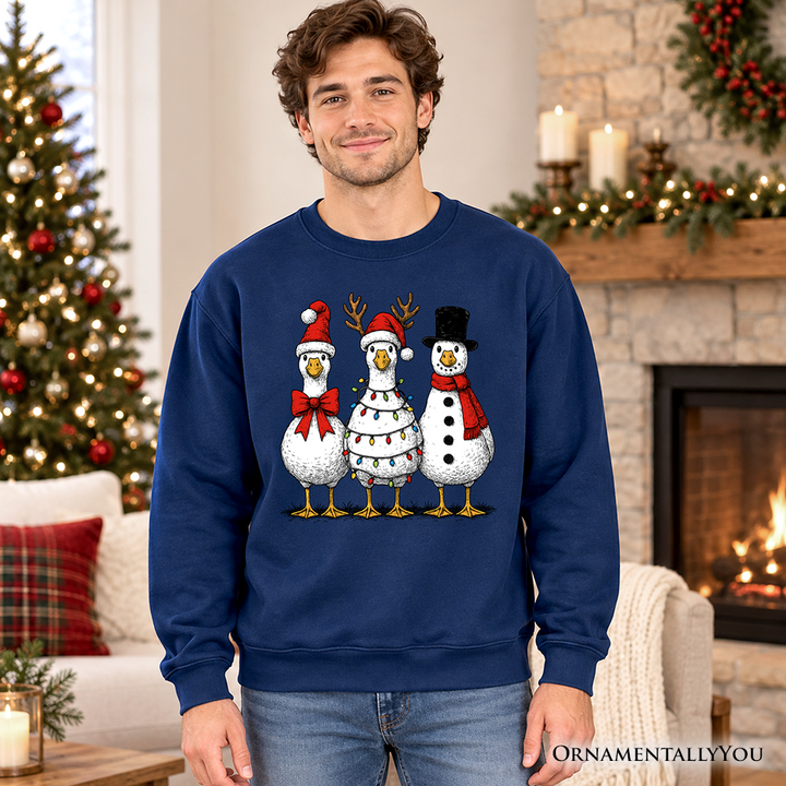 Vintage Christmas Silly Goose Sweatshirt, Snowman Spoof Winter Sweater