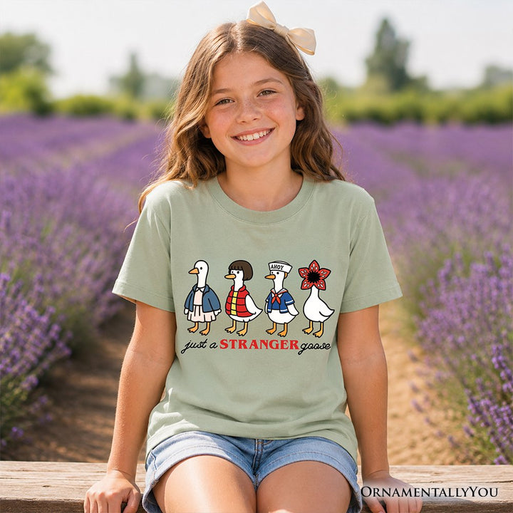 Kids Just a Stranger Goose T-Shirt, Funny Retro Youth Tee Kid's T-Shirts OrnamentallyYou 