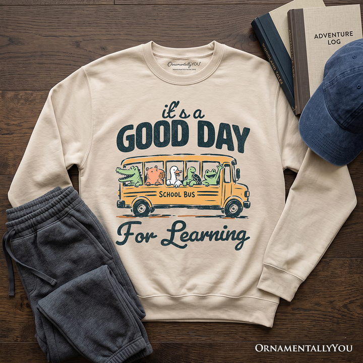 Vintage Good Day for Learning School Bus Sweatshirt, Back to School Sweater