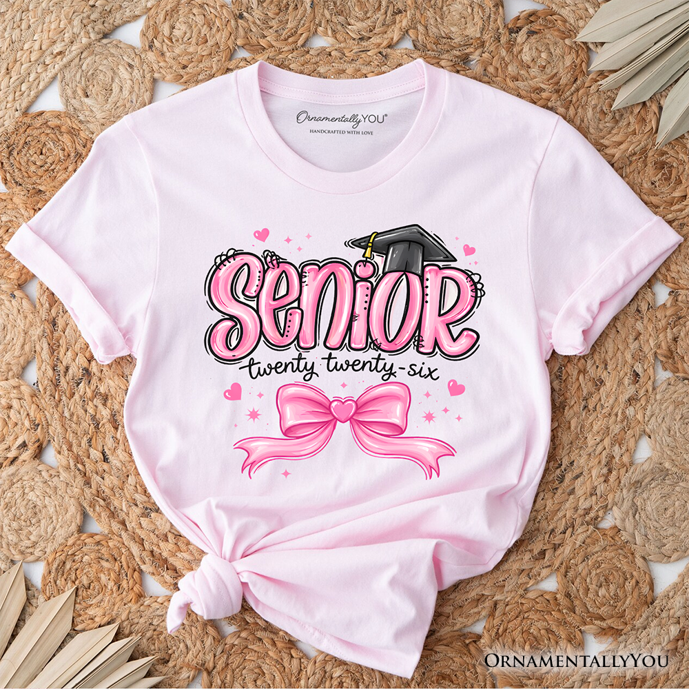 Pink Coquette Senior Class of 2026 T-Shirt, Graduation Tee