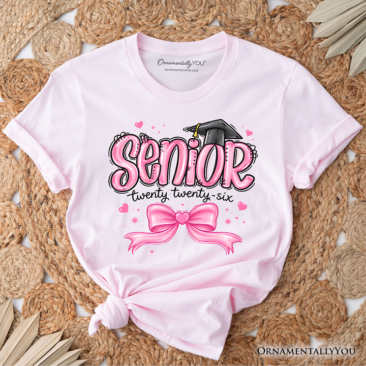 Pink Coquette Senior Class of 2026 T-Shirt, Graduation Tee