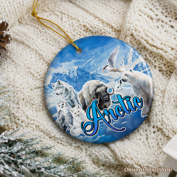Majestic North and South Polar Wildlife Christmas Ornament, Arctic and Antarctic Nature Keepsake