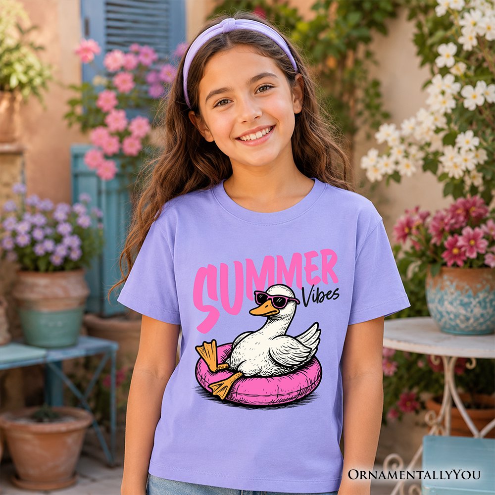 Kids Summer Vibes Goose T-Shirt, Funny Beach Vacation Youth Tee Kid's T-Shirts OrnamentallyYou 
