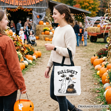 Bullsheet Halloween Bull Tote Bag, Hilarious Cow Gift Shopper for Trick-or-Treaters