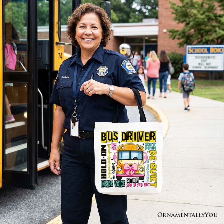 School Bus Driver Tote Bag, Funny Back to School Occupation Gift Shopper