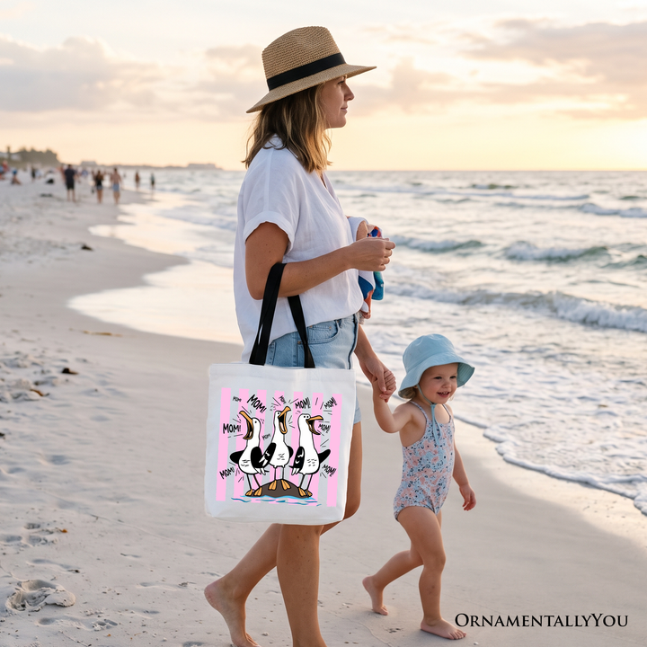 Seagull Mom Coquette Tote Bag, Funny Beach Gift Shopper for Mothers
