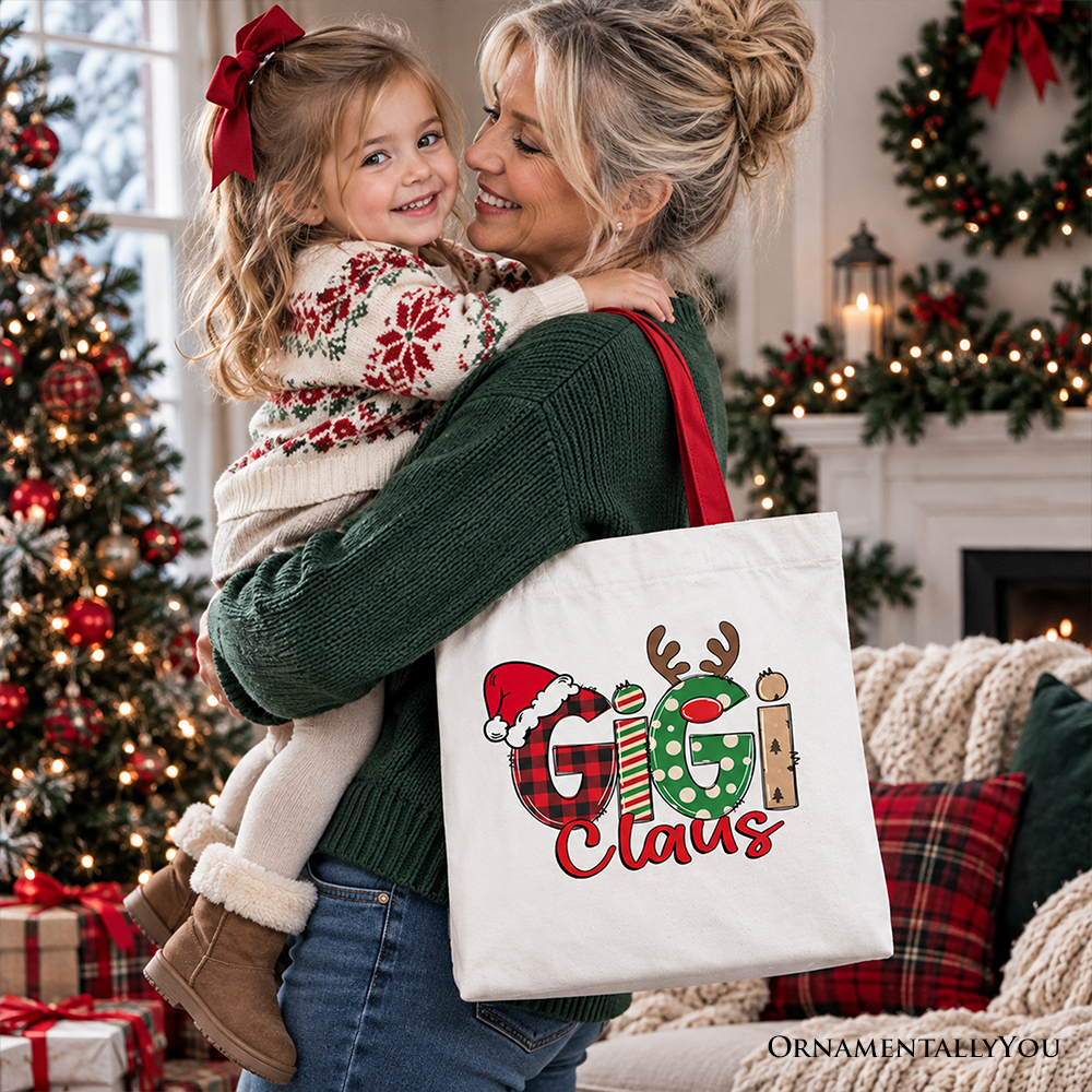 Gigi Claus Retro Christmas Tote Bag, Matching Family Holiday Gift Shopper