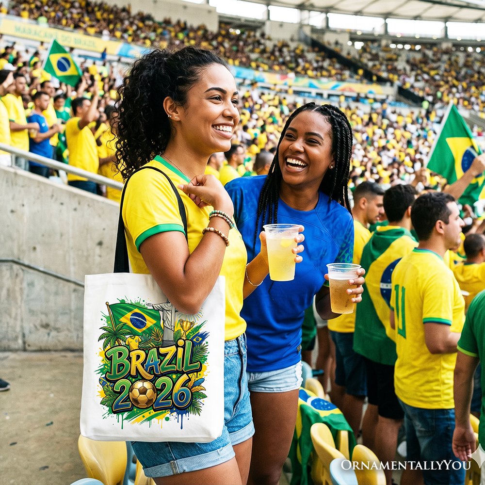 Brazil 2026 Soccer Cup Global Championship Tote Bag, Fans Football Gift Shopper Tote Bag OrnamentallyYou 