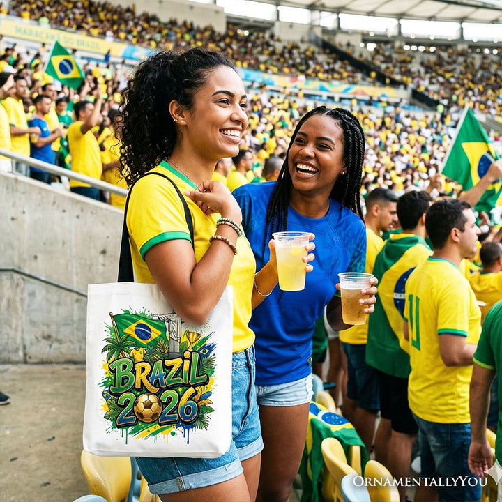 Brazil 2026 Soccer Cup Global Championship Tote Bag, Fans Football Gift Shopper Tote Bag OrnamentallyYou 