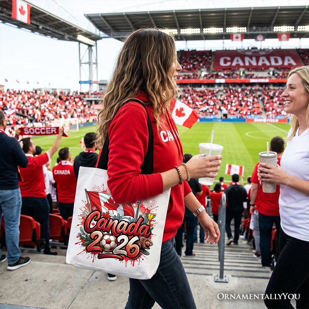 Canada 2026 Soccer Cup Global Championship Tote Bag, Fans Football Gift Shopper Tote Bag OrnamentallyYou 