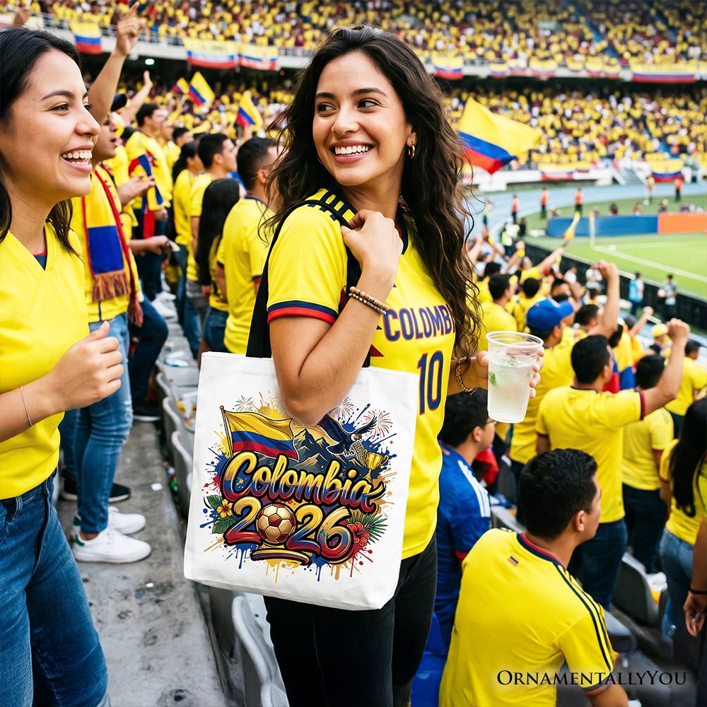 Colombia 2026 Soccer Cup Global Championship Tote Bag, Fans Football Gift Shopper Tote Bag OrnamentallyYou 