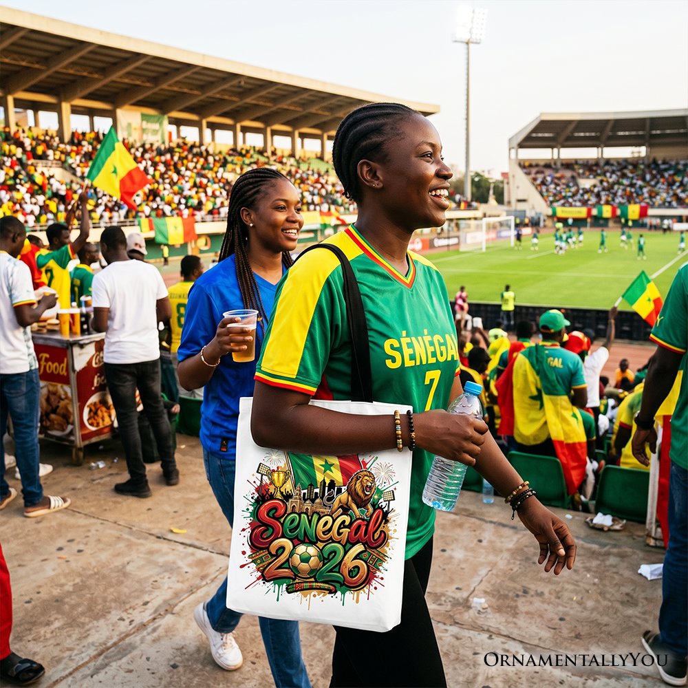 Senegal 2026 Soccer Cup Global Championship Tote Bag, Fans Football Gift Shopper Tote Bag OrnamentallyYou 