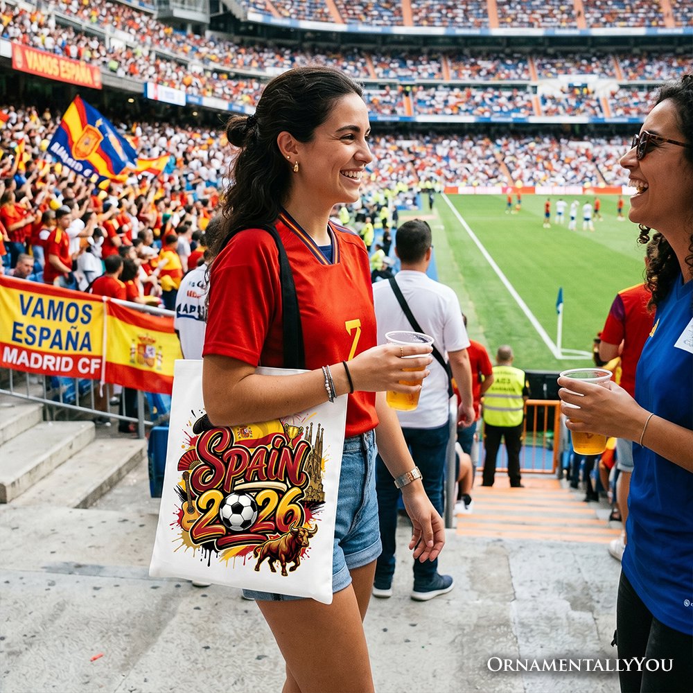 Spain 2026 Soccer Cup Global Championship Tote Bag, Fans Football Gift Shopper Tote Bag OrnamentallyYou 