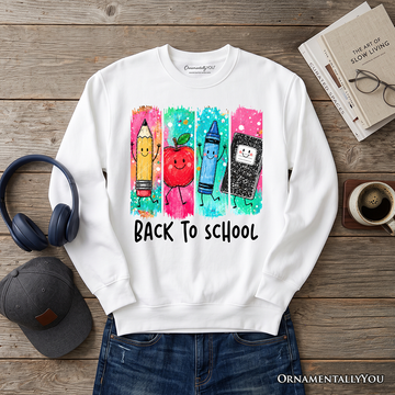 Brushstroke Back to School Sweatshirt, Apple Pencil Notebook Sweater