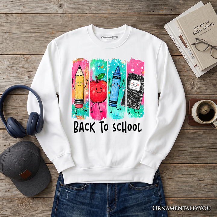 Brushstroke Back to School Sweatshirt, Apple Pencil Notebook Sweater