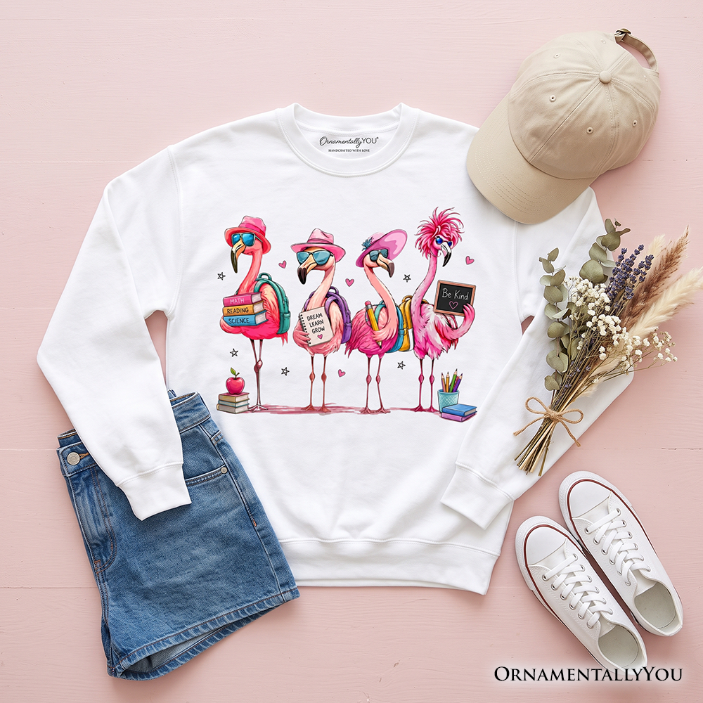 Flamingo Back to School Sweatshirt, Cute Sweater With Tropical Birds