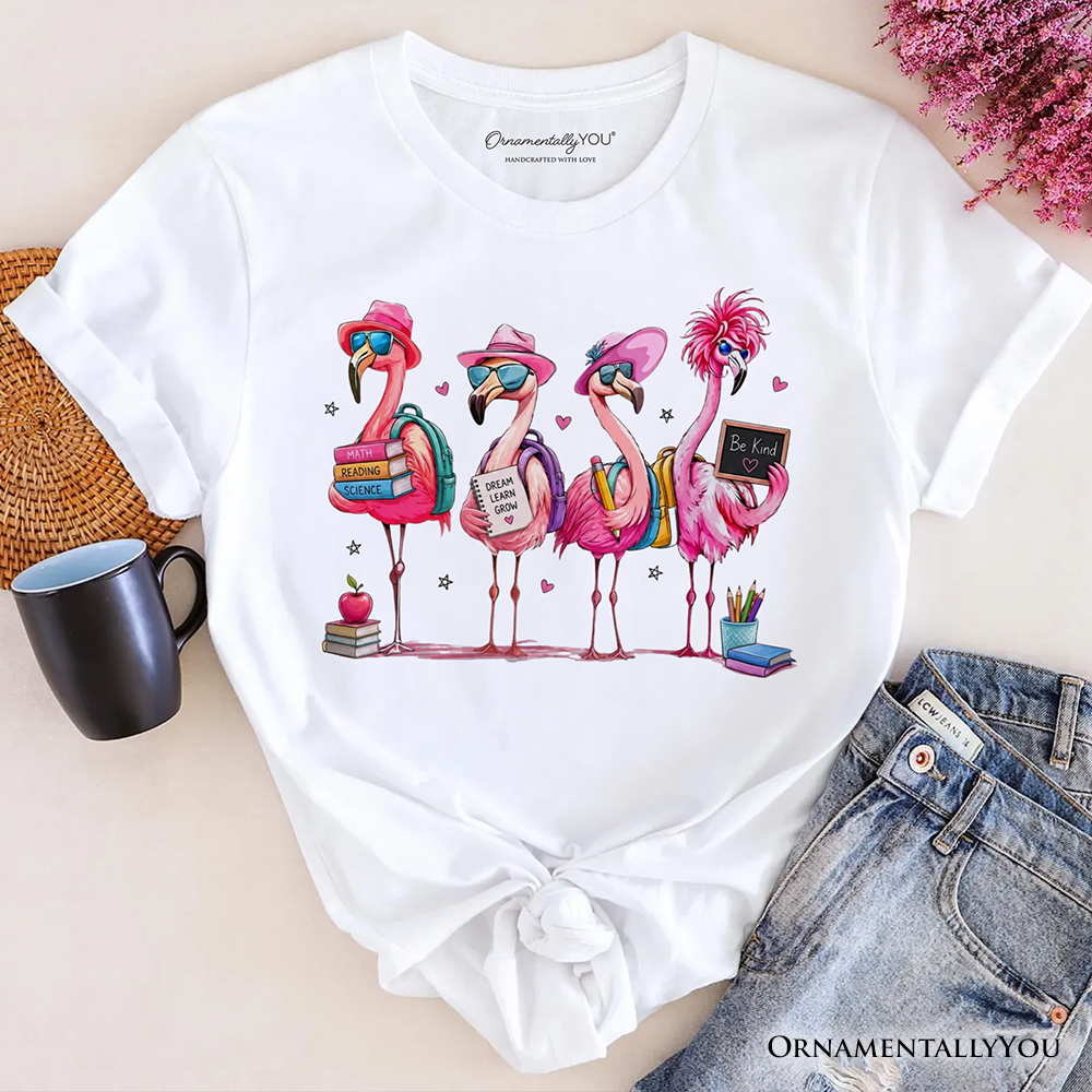 Flamingo Back to School T-Shirt, Cute Tee With Tropical Birds